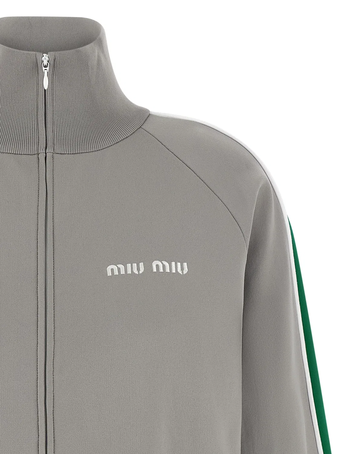 Свитшот с вышитым логотипом MIU MIU, серый — фото 4