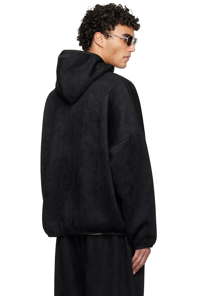 Fear Of God Essentials Черная праздничная толстовка из искусственной замши в современном стиле — фото 3