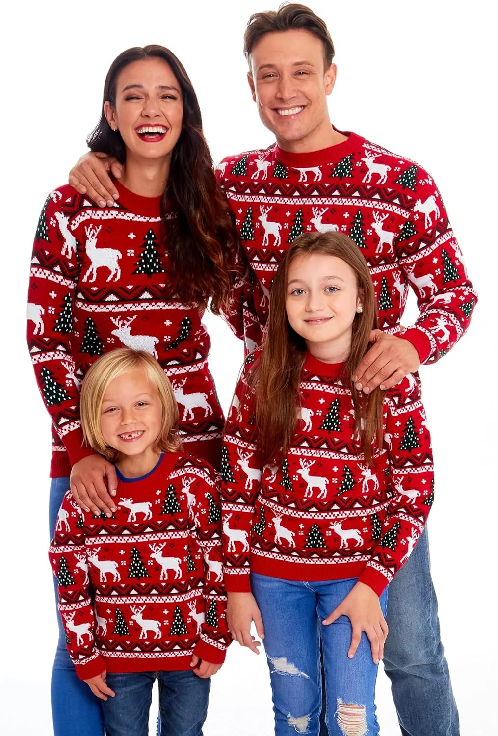 

Свитер для мамы и малыша в подарок на День святого Валентина, розовый с сердечками TRURENDI