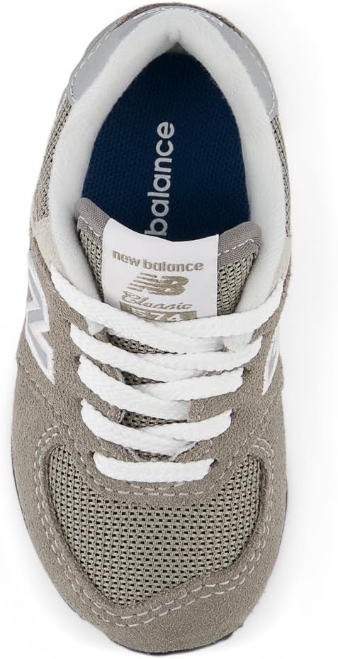 Кроссовки New Balance Kids' 574 V1 на шнуровке, серый/белый — фото 4