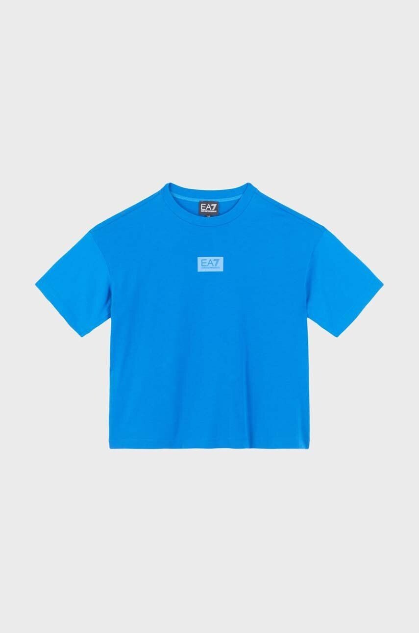 

Детская хлопковая футболка EA7 Emporio Armani, синий