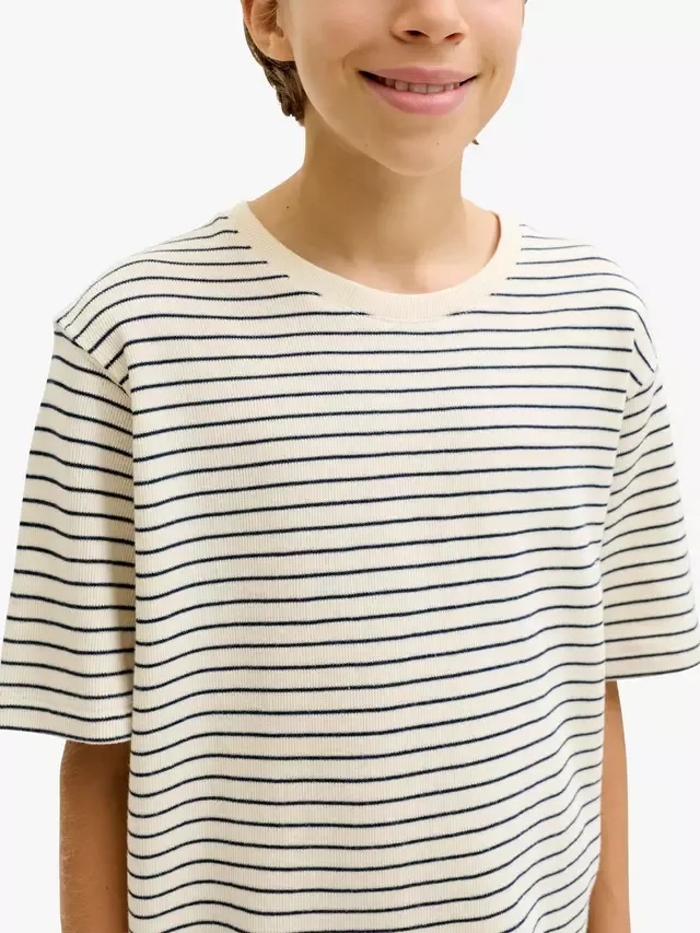 Детская полосатая футболка с короткими рукавами, цвет античный белый Jack & Jones — фото 3