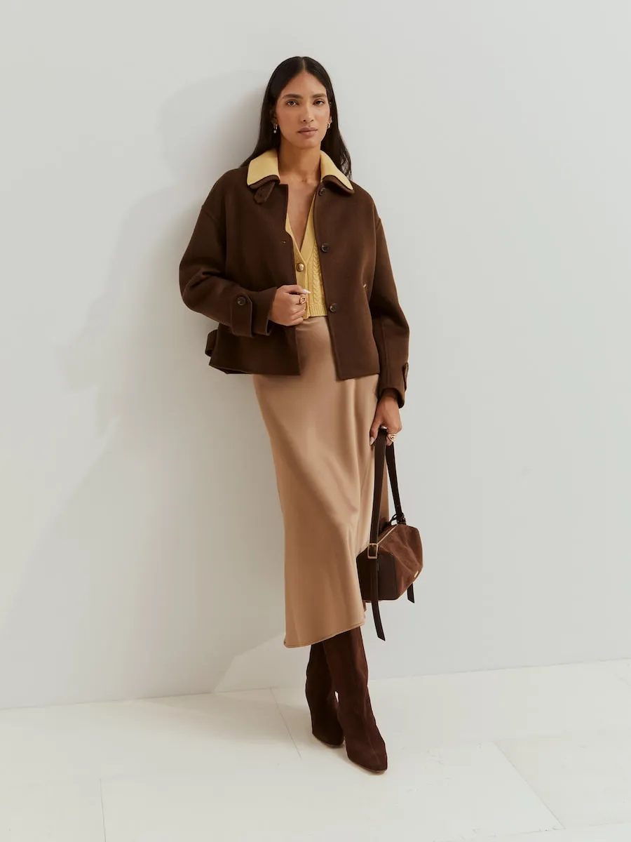 

Женское короткое пальто из шерстяной смеси Lion of Porches, коричневый