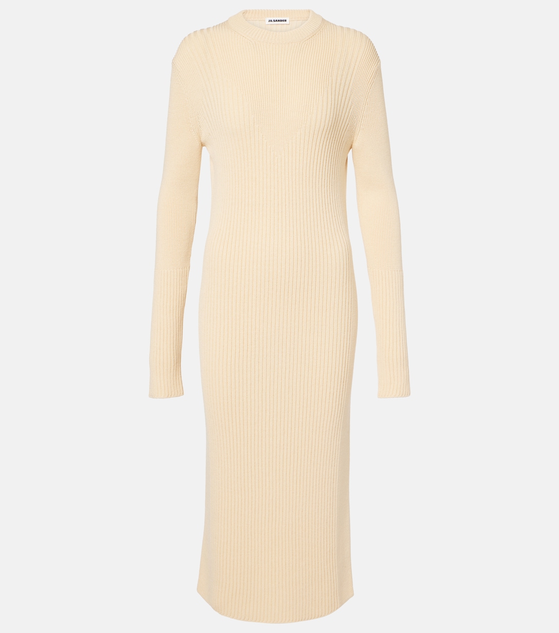 

Платье миди из шерсти и хлопка Jil Sander, Champagne