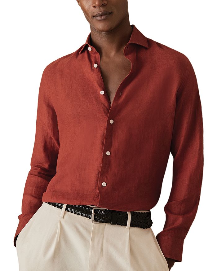 

Льняная рубашка Slim Fit REISS, красный
