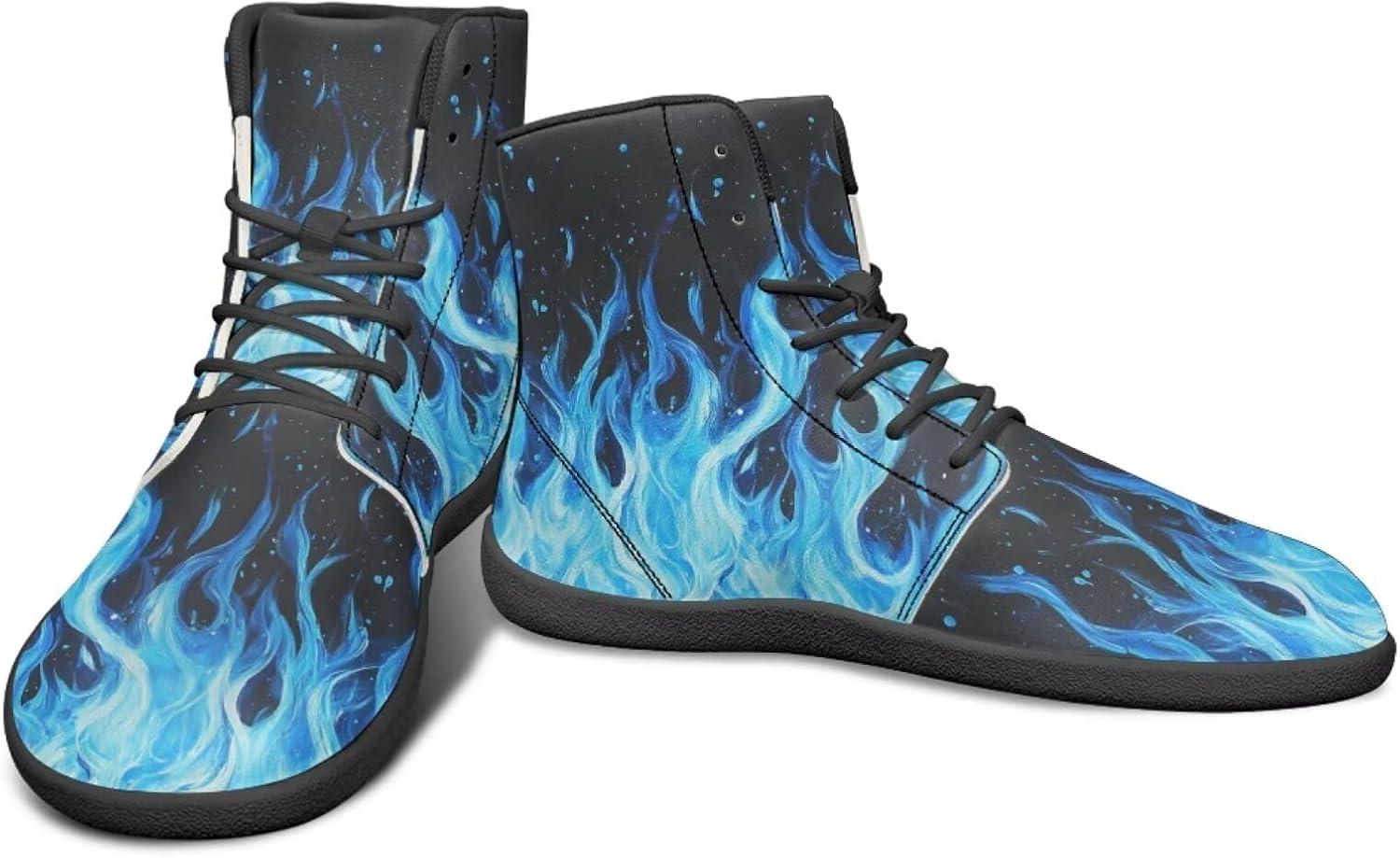 

Высокие кроссовки с узором молнии и огня, босоножки с нулевым перепадом, кожаные кроссовки для бега, заземляющие обувь для мужчин Watdotory, синий