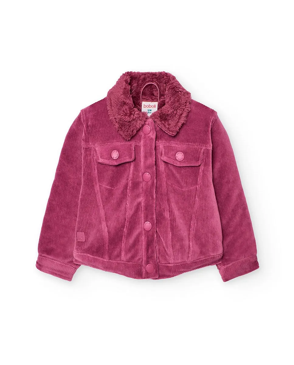 

Бархатная куртка для малыша с воротником-рубашкой Boboli, фуксия