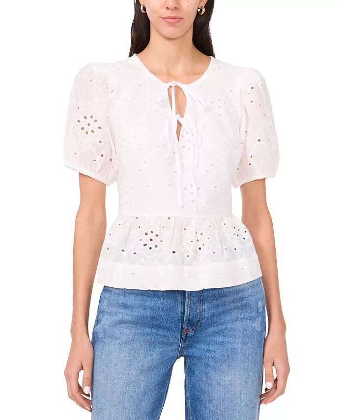 

Женский топ Alina Eyelet Peplum Parker, белый