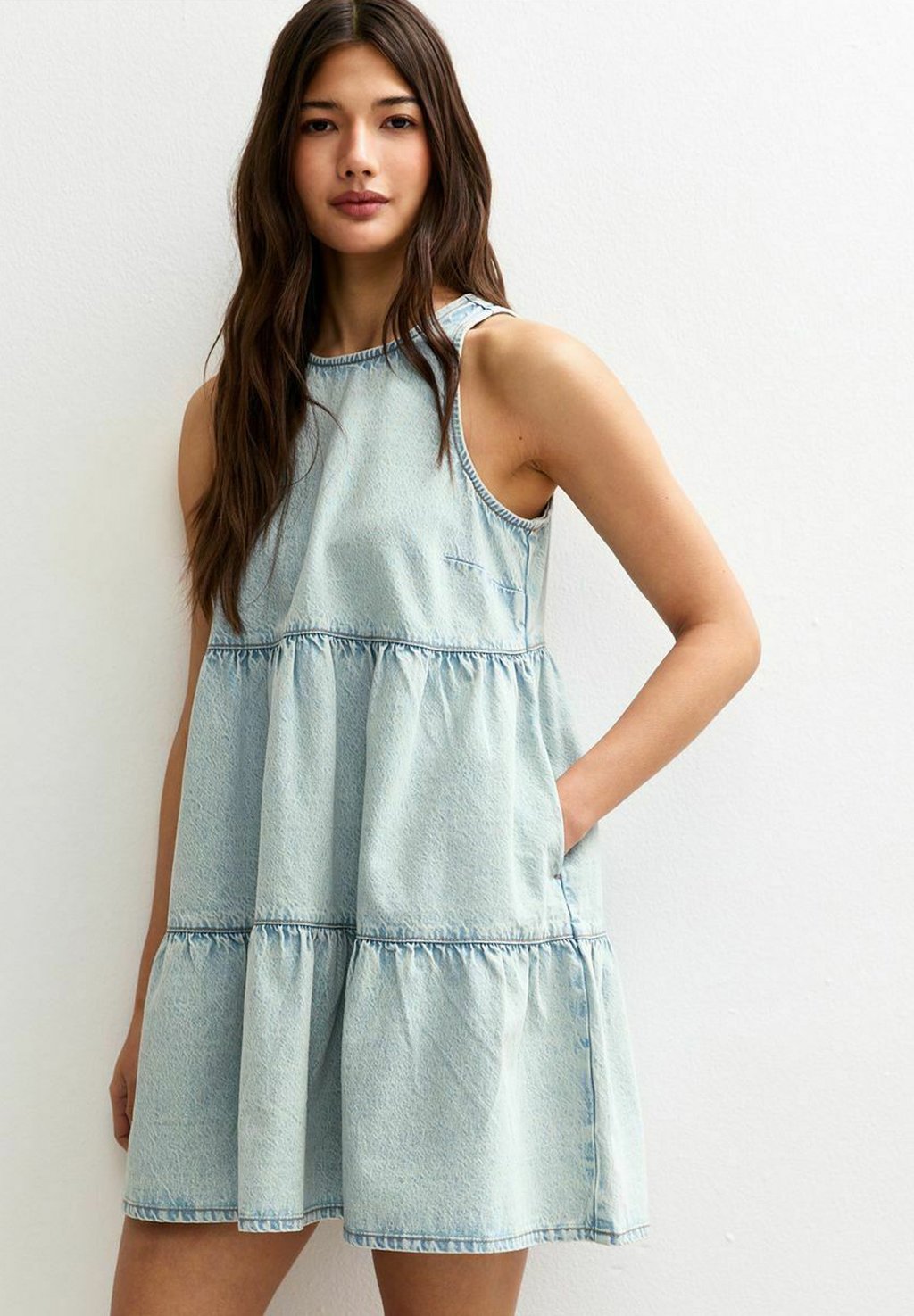 

Джинсовое платье TIERED SMOCK New Look, синий