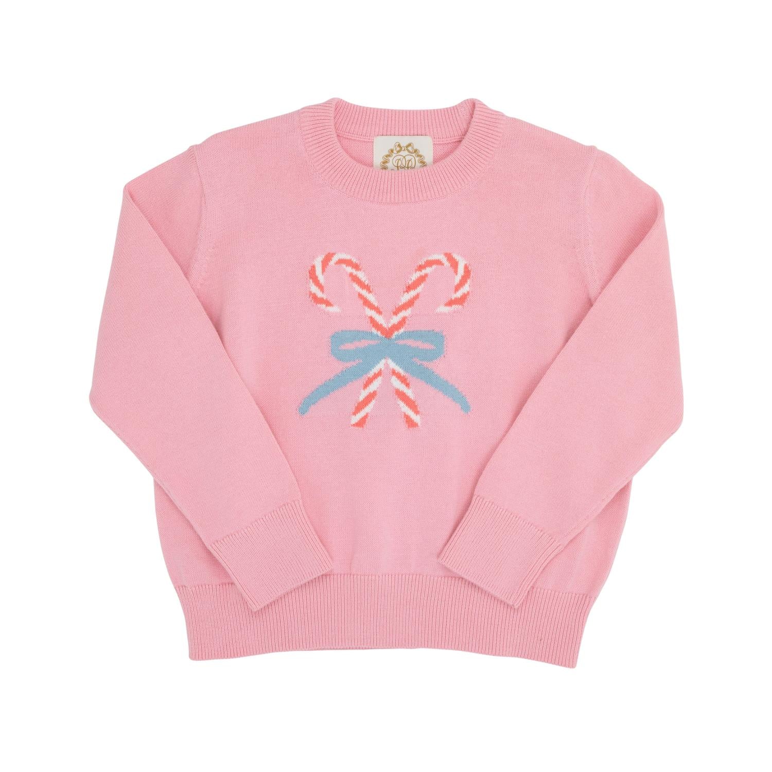 

Детский свитер Isabelle с интарсией в розовом цвете Hamptons Hot и узором Candy Cane The Beaufort Bonnet Company