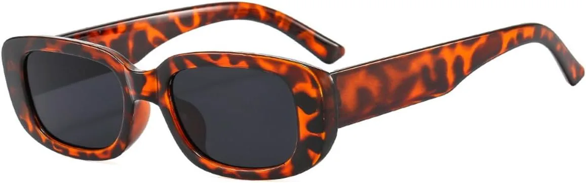 

Солнцезащитные очки IKANOO в стиле ретро, ​​прямоугольные, для женщин и мужчин, с маленькой квадратной оправой, модные в стиле Y2K 90-х, черные, Leopard/Grey