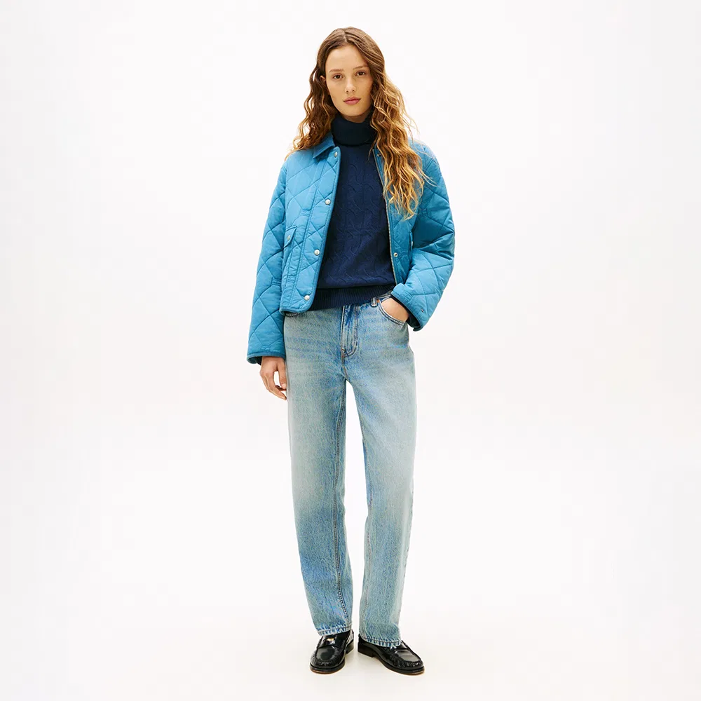 Женский стёганый жакет с флагом, небесно-голубой, от Tommy Hilfiger Women — фото 2