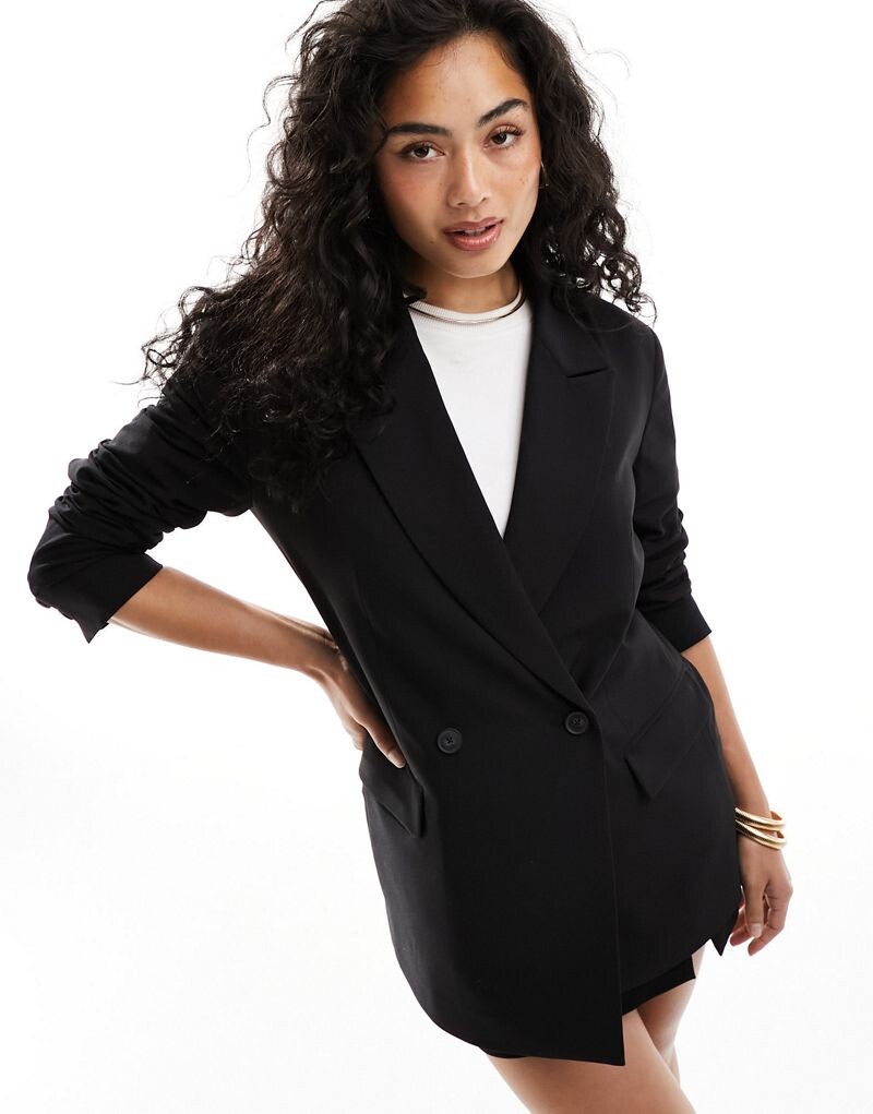 

Черный двубортный пиджак ASOS DESIGN