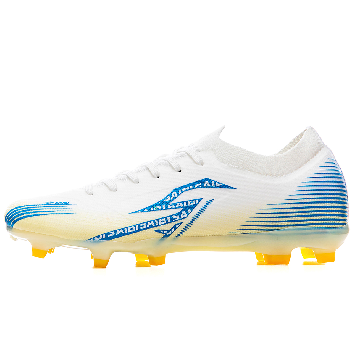 

Saibi Футбольные бутсы унисекс AG короткие резиновые шипы FG длинные резиновые шипы амортизация противоскользящие ударопрочные белый синий золотой длинные шипы