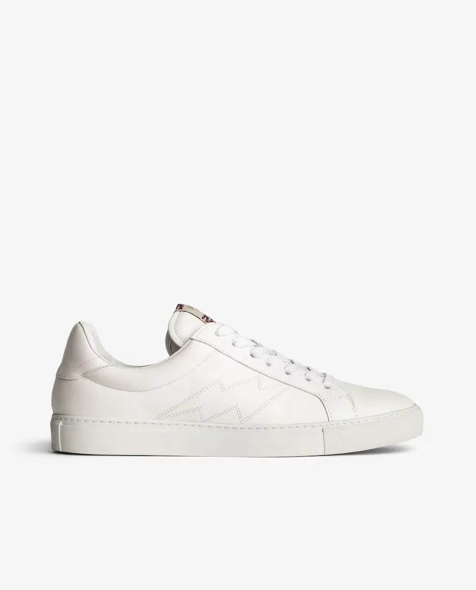

Белые кожаные мужские спортивные кроссовки Flash Zadig & Voltaire, белый