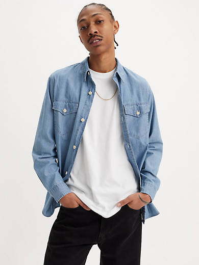 

Рубашка свободного кроя в стиле вестерн Levi's, цвет Chambray Light Blue - Light Wash