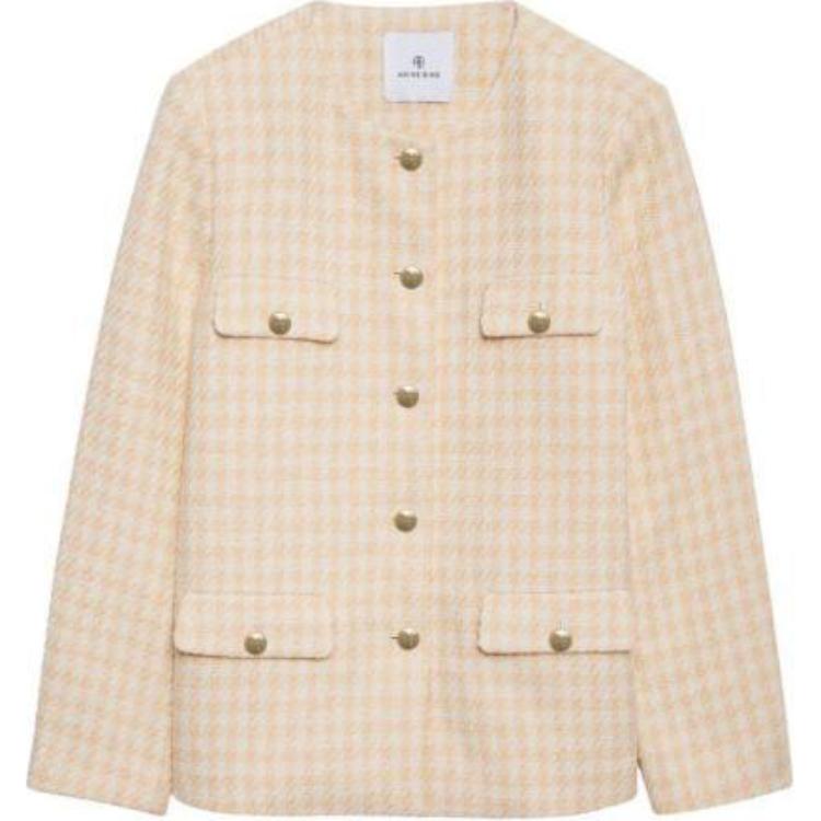 

Пиджан Janet в клетку Houndstooth от Anine Bing, бежевый