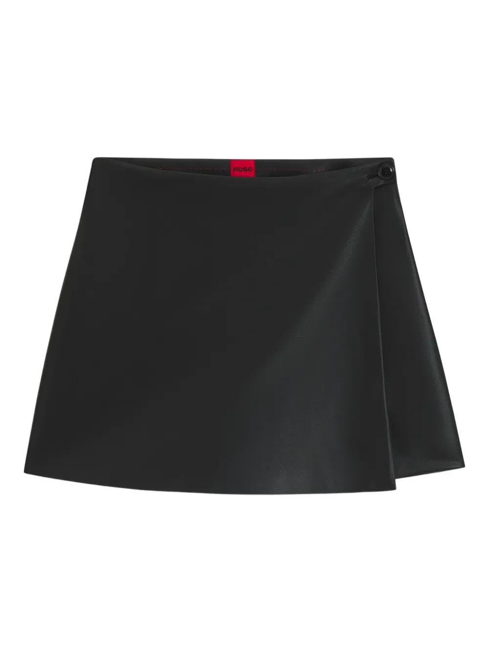 

Юбка асимметричного кроя из искусственной кожи HUGO, черный