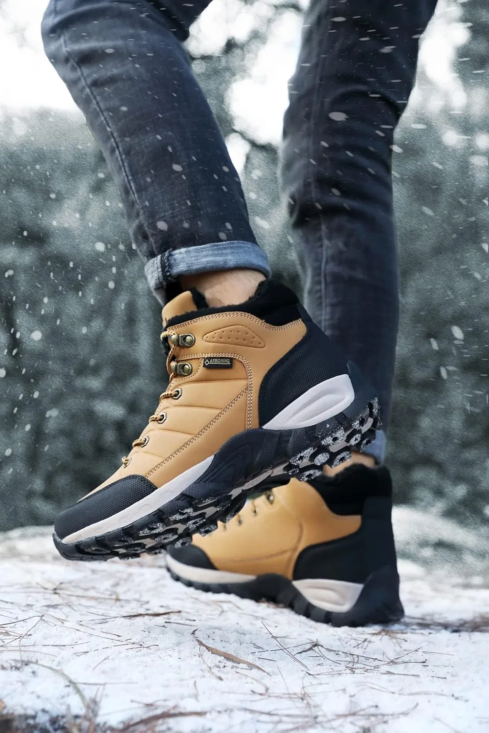 Зимние ботинки ARRIGO BELLO Winterschuhe Herren Gefüttert Winterstiefel Leder Stiefel Warmes Fell Trekking Stiefeletten Größe 41-46, Yellow — фото 3