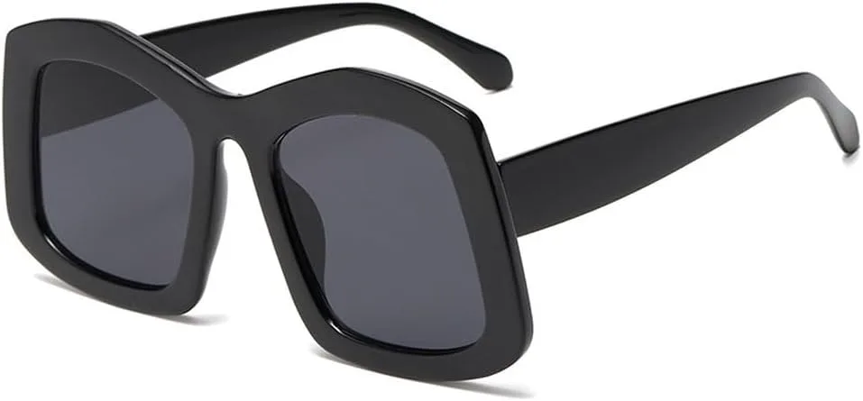 

Большие солнцезащитные очки для женщин, модные винтажные очки в крупной оправе, мужские солнцезащитные очки с защитой от УФ-излучения UV400 TKKTLLT, Black