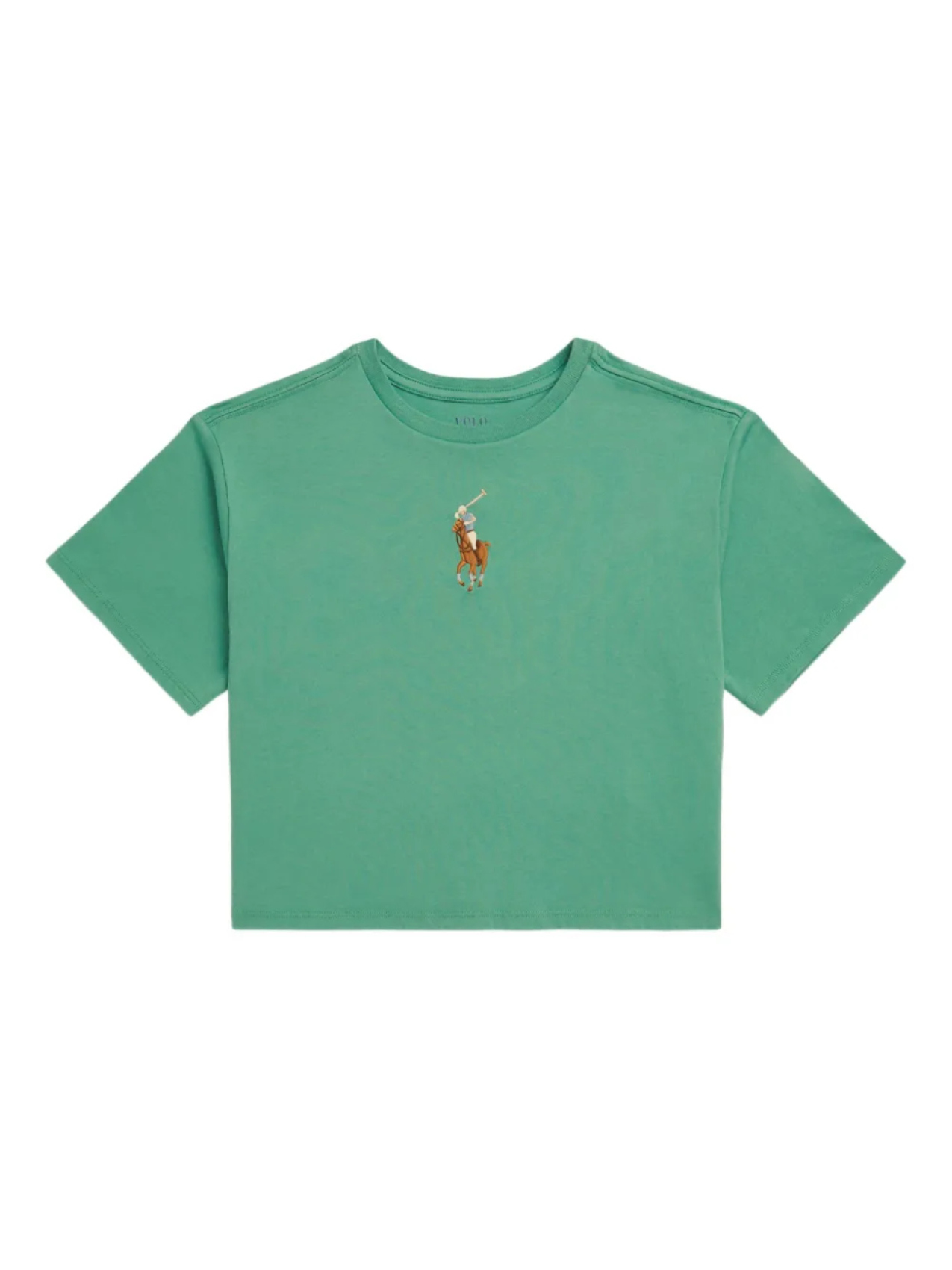 

Укороченная футболка с вышитым логотипом POLO RALPH LAUREN KIDS, зеленый