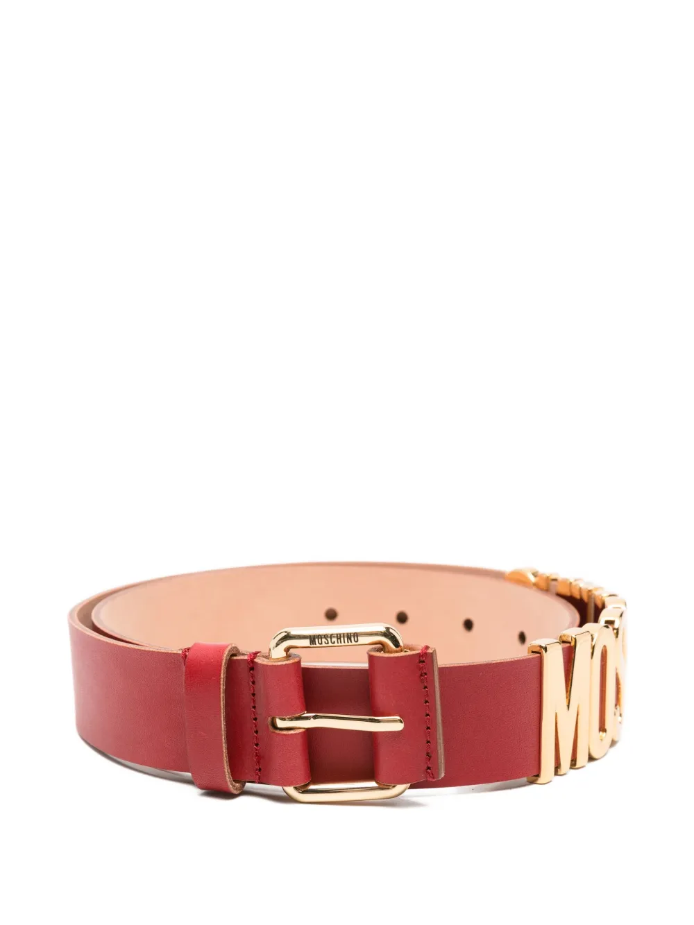 

Кожаный ремень с логотипом Moschino, красный