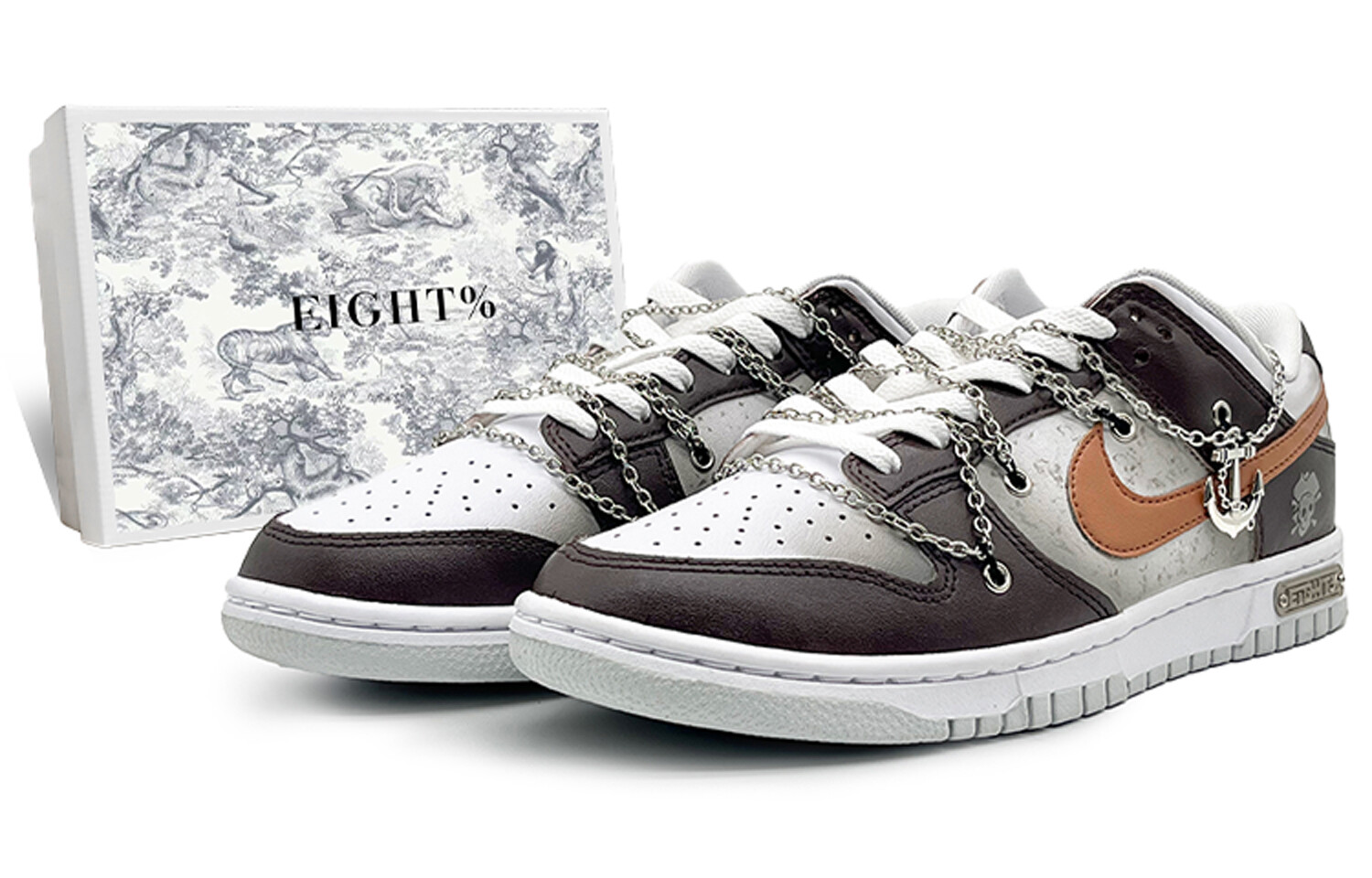 

Кроссовки Nike Dunk Skateboarding Shoes Men Low-top White/Brown, коричневый