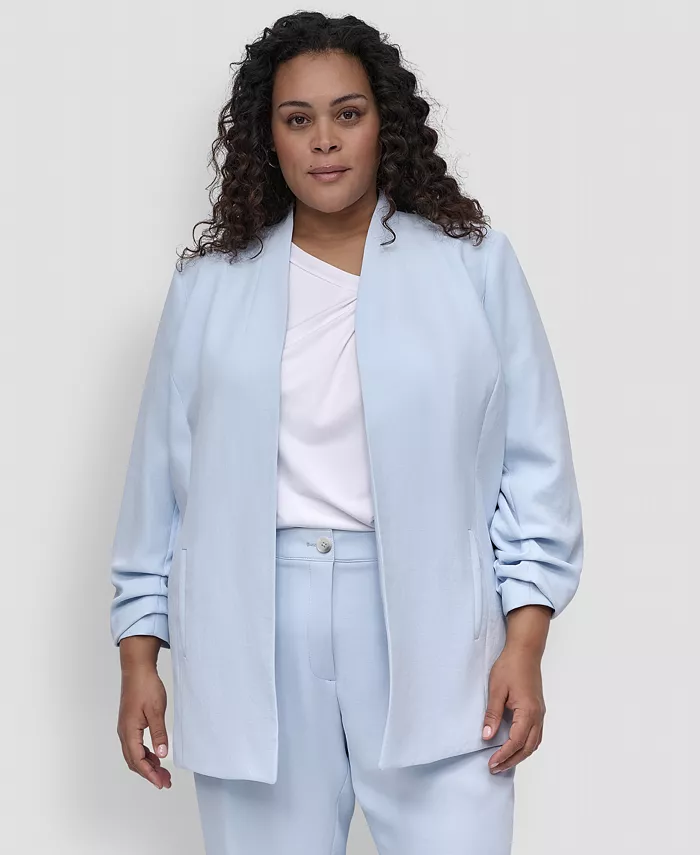 

Блейзер больших размеров с открытым спереди и присборенными рукавами DKNY, синий