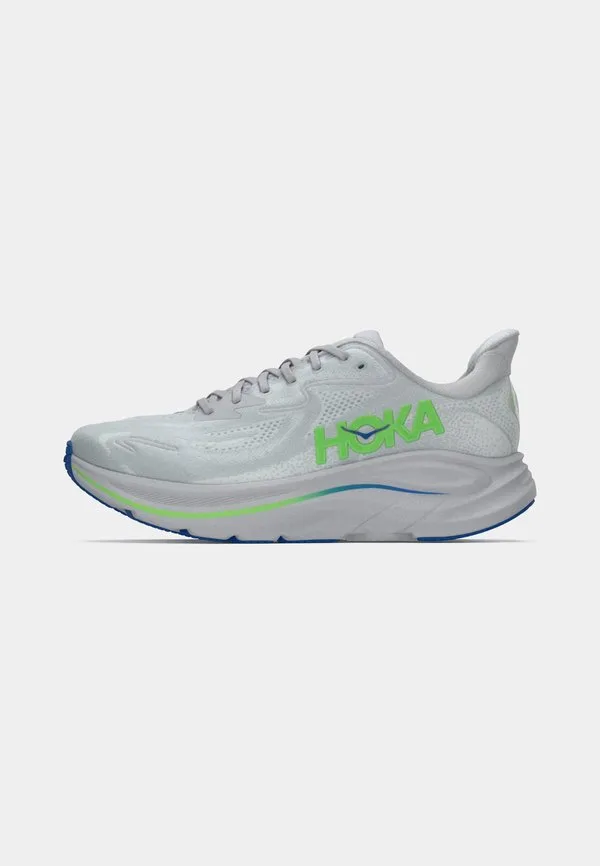 Кроссовки для бега по шоссе clifton 10 Hoka, Ash Grey/Neon Green — фото 2