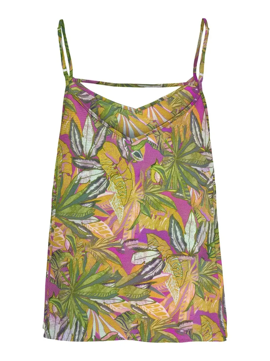 

Топ ONLY спагетти "ONLNOVA LIFE PARIS SINGLET AOP PTM", цвет Gin Fizz Aop:521 Tropical Paradise