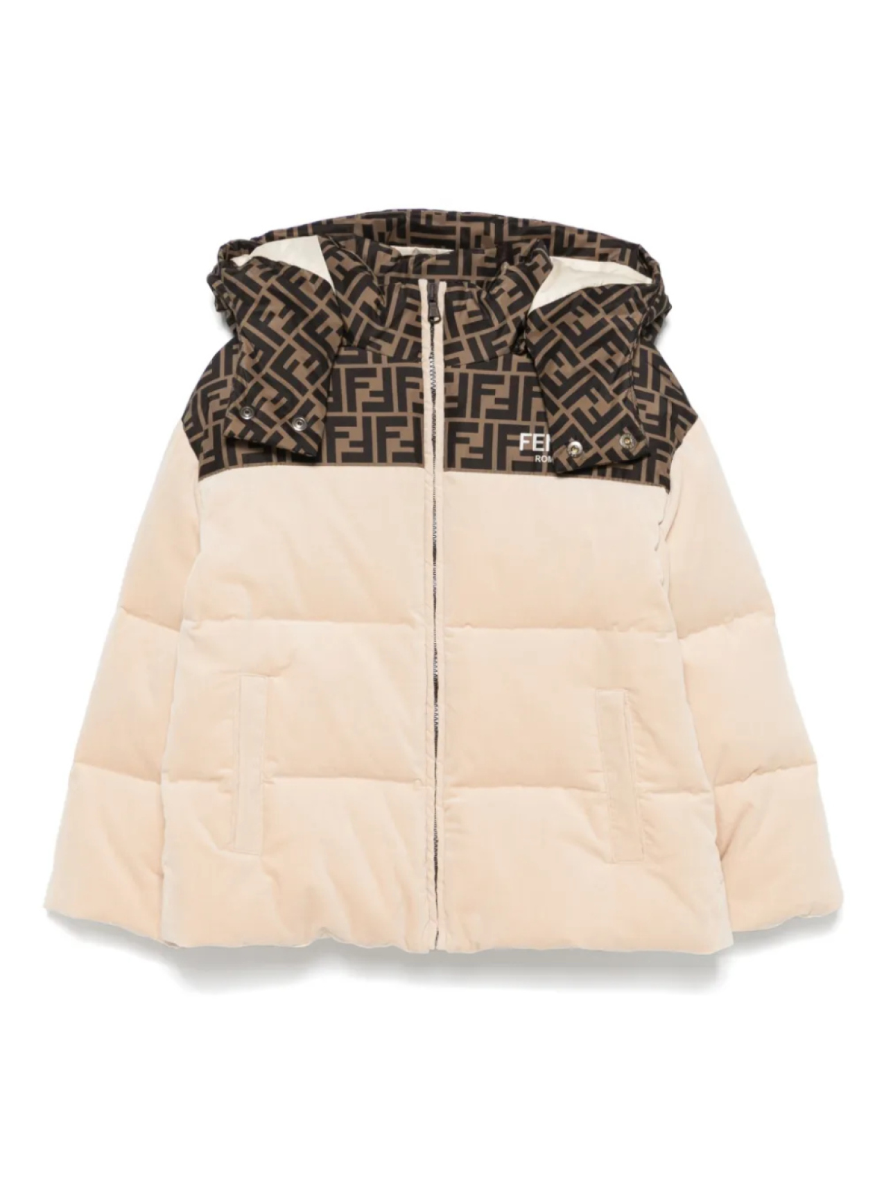 

Пуховик с логотипом FF Fendi Kids, коричневый