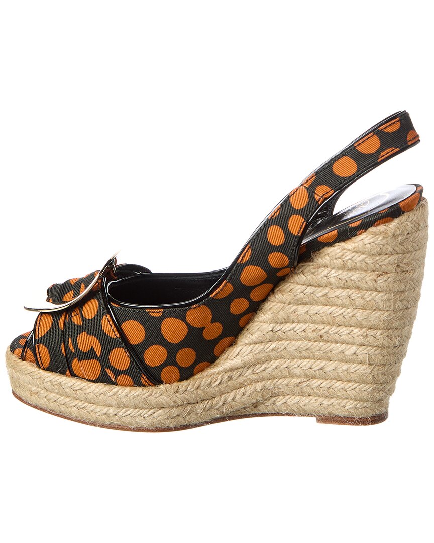 Roger Vivier Cordella Grosgrain Slingback Wedge Sandal, зеленый — фото 2