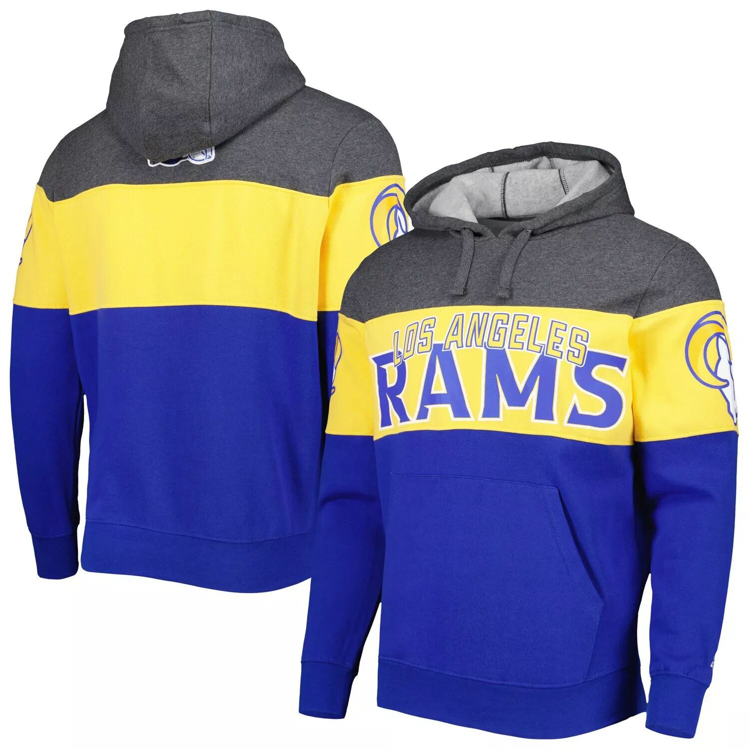 

Мужская толстовка с капюшоном Heather Charcoal/Royal Los Angeles Rams Extreme Starter