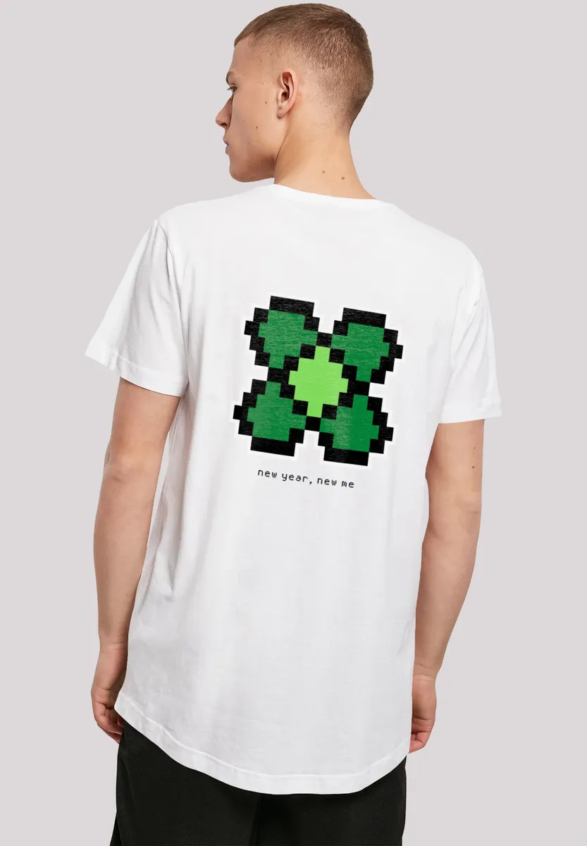 

F4NT4STIC Футболка "Новый год Happy New Year Pixel Clover", принт, белый