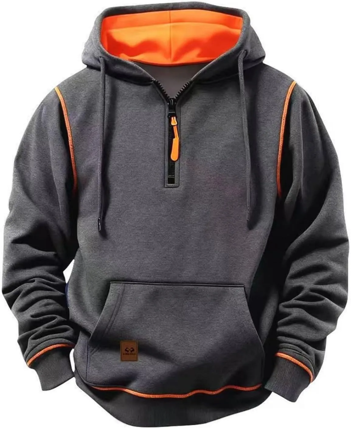 

Мужская тактическая худи с четвертью молнии — свободный крой, воротник стойка