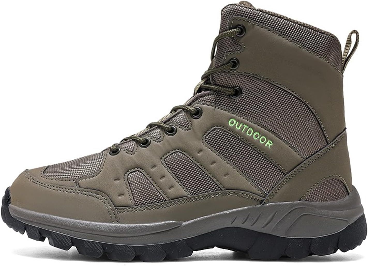 

Мужские высокие военные тактические ботинки на шнуровке с кожаными дышащими сетчатыми вставками, защитным усиленным носком и прочной противоскользящей подошвой, предназначенные для походов, треккинга и активного отдыха на природе Tengfeifly, зел...