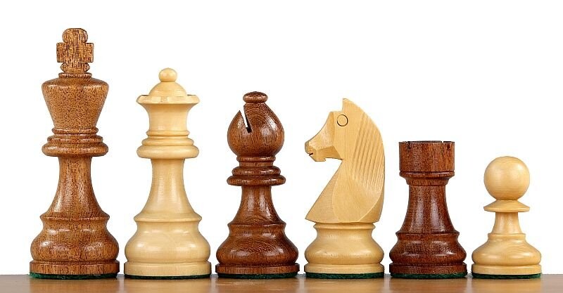 

Шахматные фигуры Немецкая (вневременная) Индийская акация/самшит 3,5-дюймовая резная деревянная настольная игра «Шахматы и игры на рассвете» Sunrise Chess & Games