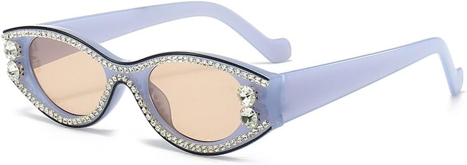 

Модные женские солнцезащитные очки класса люкс со стразами, модель «кошачий глаз», трендовые женские солнцезащитные очки в маленькой оправе с защитой от УФ-излучения UV400 HVTVTLA, Blue
