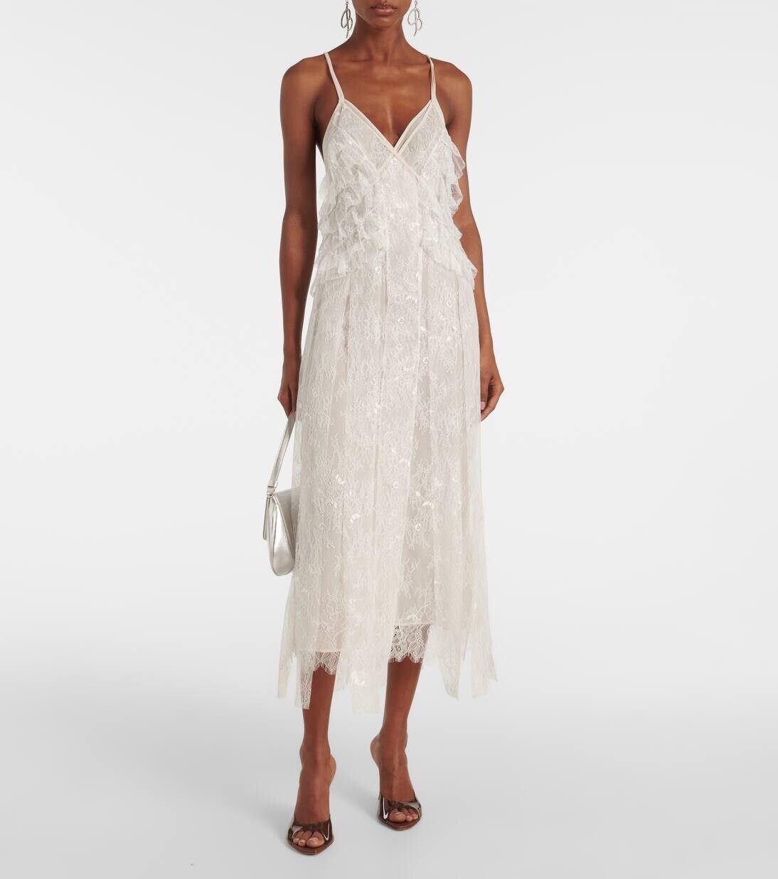 Платье-комбинация из кружева Blumarine, цвет white pearl — фото 2