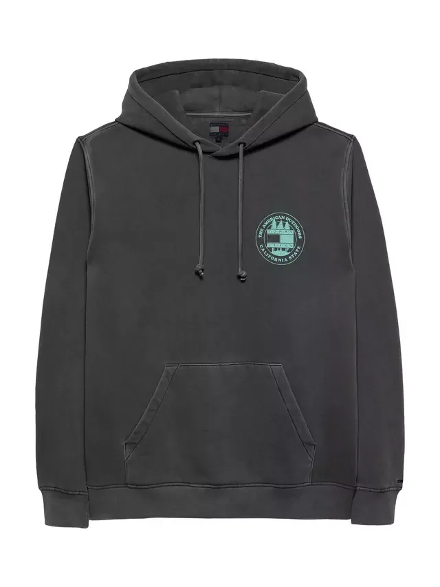 Худи Tommy Jeans с надписью на спине, из смесовой хлопковой ткани, выстиранный черный Tommy Hilfiger