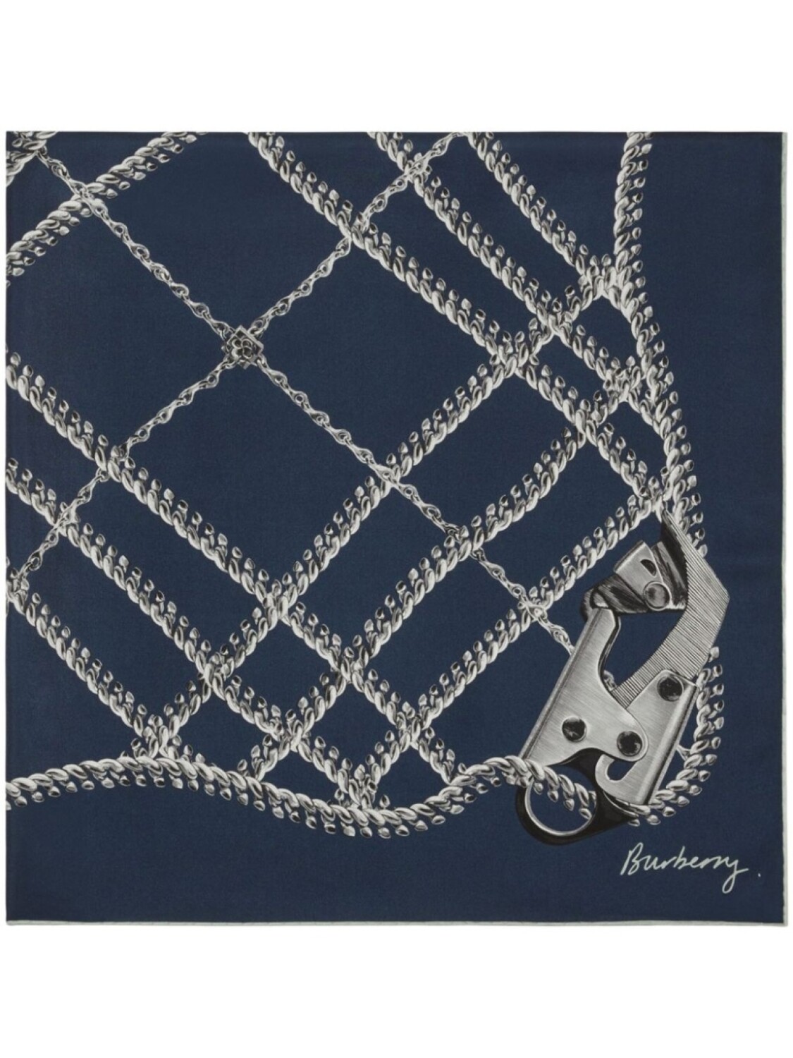 

Цепочка клетчатый шелковый шарф Burberry, синий