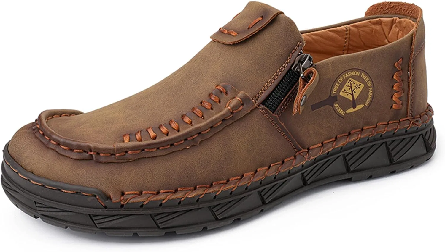 Мокасины кожаные Loafers Slip-Ons, Темно-коричневый Abborora