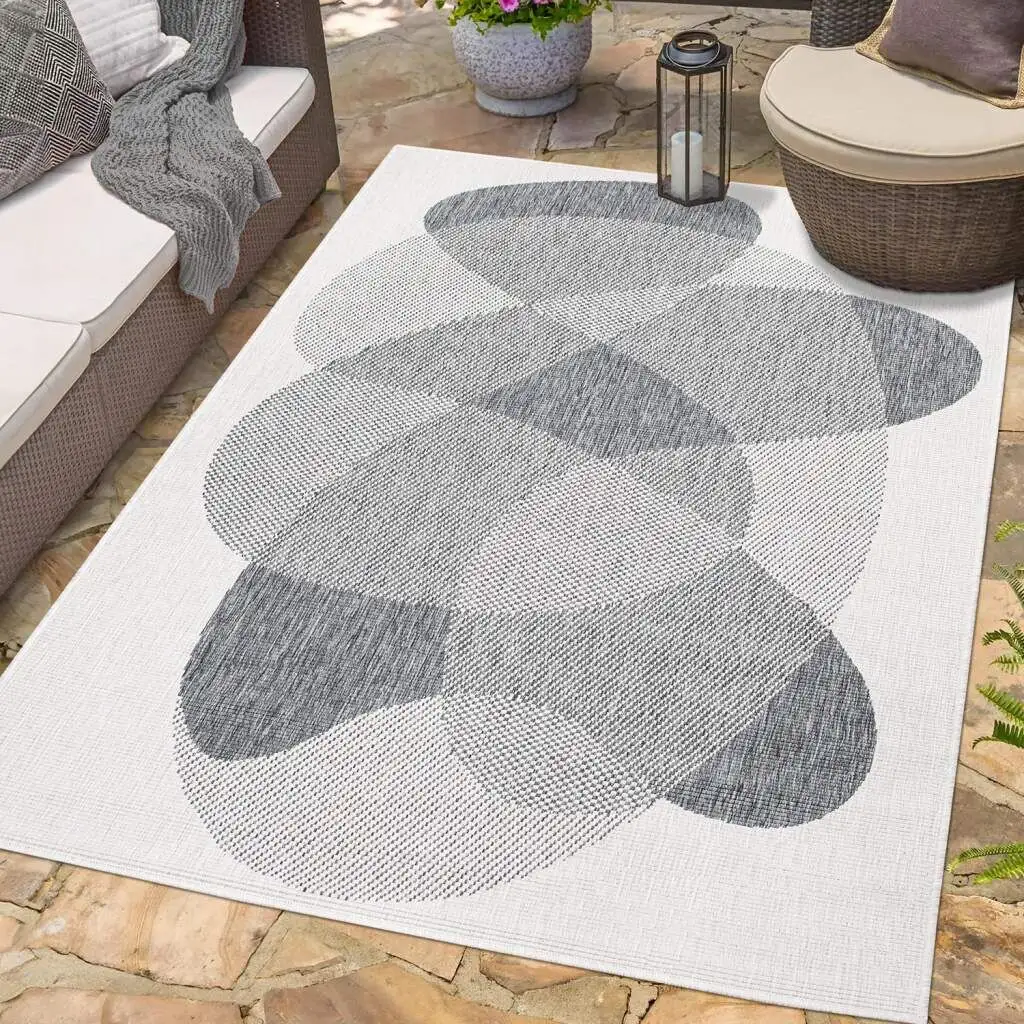

Ковер Carpet City уличный "DUO RUG 5835", прямоугольный, двусторонний ковер, устойчивый к атмосферным воздействиям внутри и снаружи, балкон, терраса, гостиная 120х170 см, серый