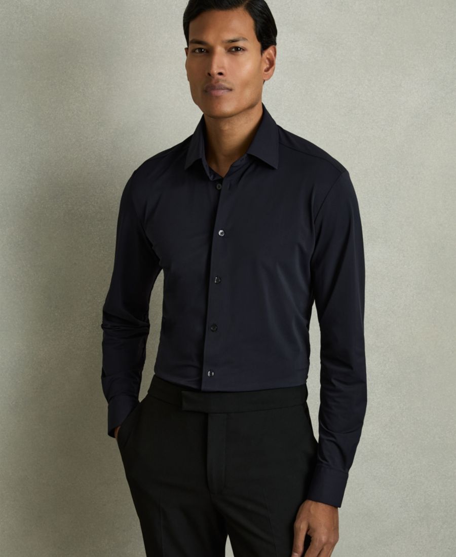 

Мужская дорожная рубашка с длинными рукавами REISS, Navy