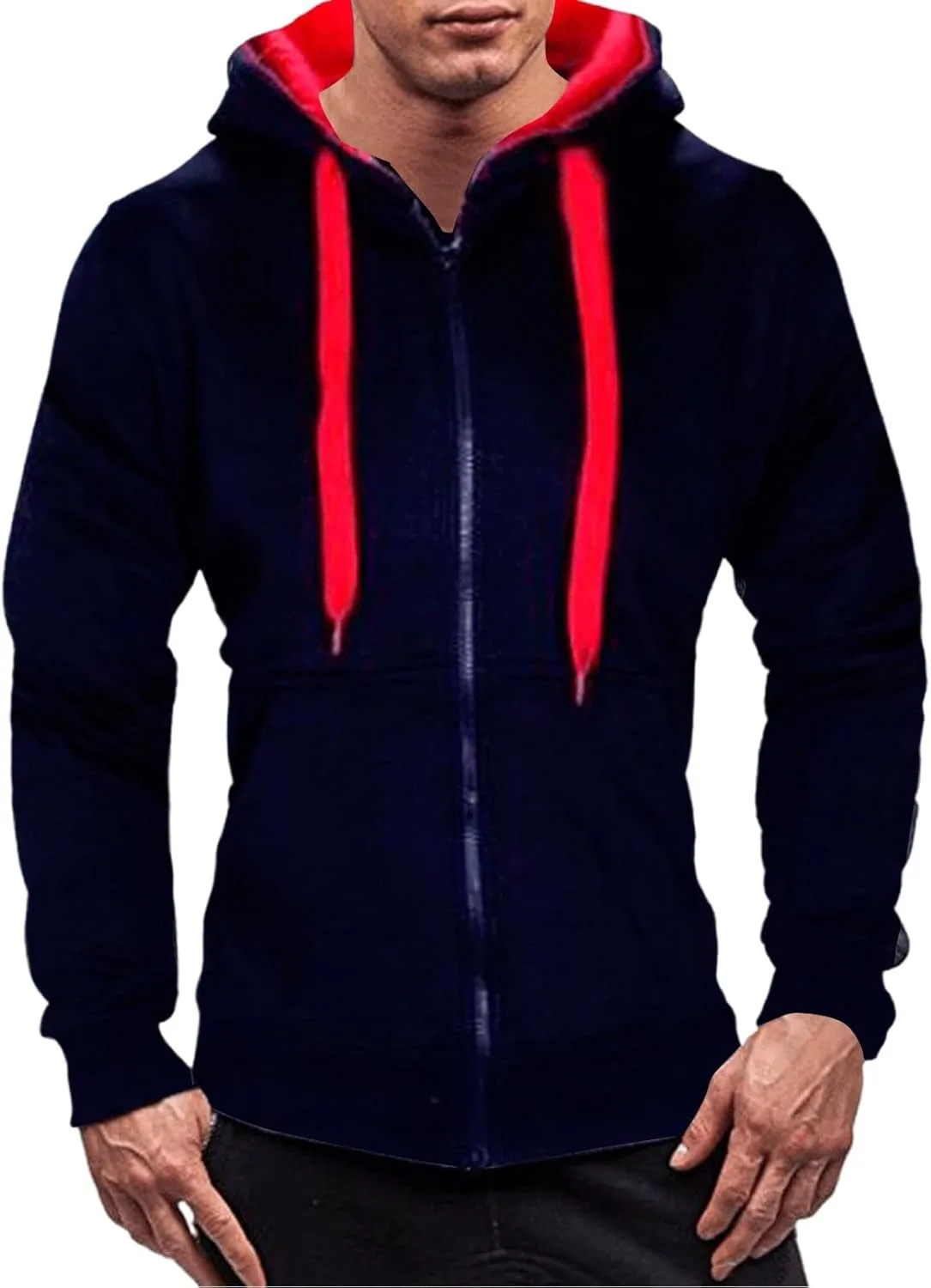 

Толстовка с капюшоном Zip для мужчин, длинный рукав, легкая, теплая, с карманом