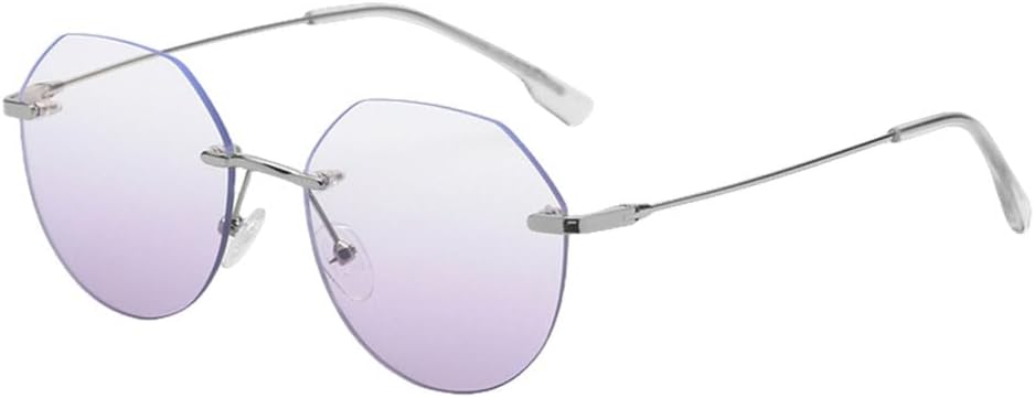 

модные солнцезащитные очки для женщин, многоугольные солнцезащитные очки без оправы, металлические мужские очки с градиентными линзами, синие, зеленые, серые очки для вечеринок TYUVIVO, Silver With Purple