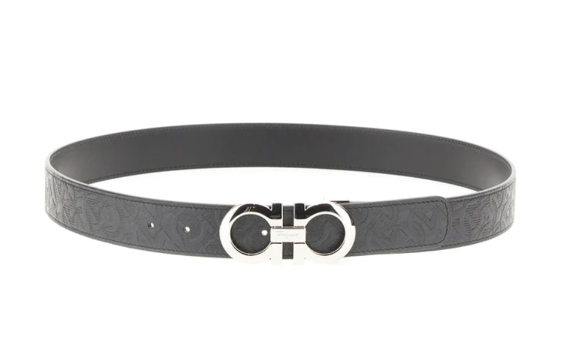 

Ferragamo Кожаный мужской ремень черный шириной 3.3 см, Black