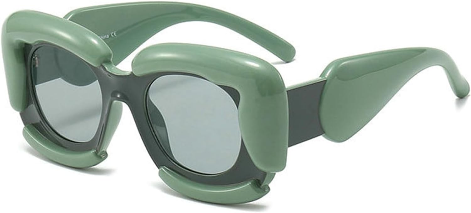 

Willochra, солнцезащитные очки квадратной формы конфетного цвета для женщин, модные многоугольные солнцезащитные очки в стиле ретро для мужчин, хип-хоп, панк, нерегулярные солнцезащитные очки в стиле Y2K, Green