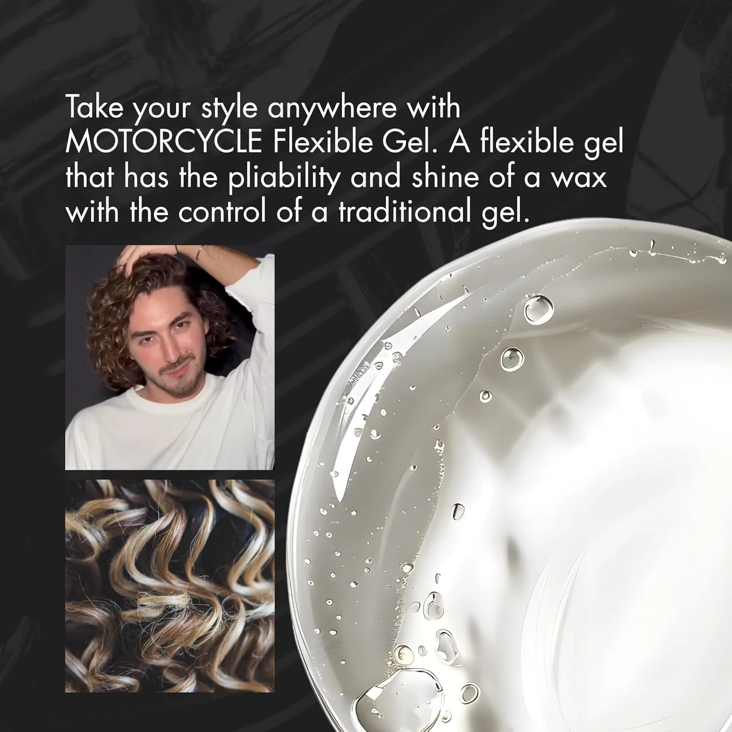 R+Co Motorcycle Flexible Gel - гибридный гель для укладки с гибкой фиксацией и восковым блеском, термозащита, объем и текстура, натуральный финиш для всех типов волос, веганский, без сульфатов, 142 г 148 мл (1 шт.) — фото 2