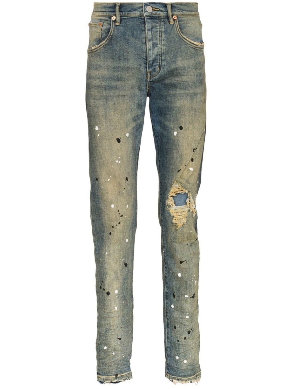 

Purple Brand джинсы с эффектом разбрызганной краски, синий